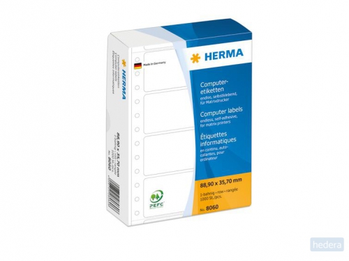 Computeretiketten Herma 8060 eindloos 88,9x35,7 mm 1-banen wit papier mat 1000 st.