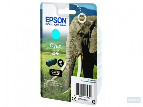 Epson Elephant Singlepack Cyan 24 Claria Photo HD Ink (C13T24224012)