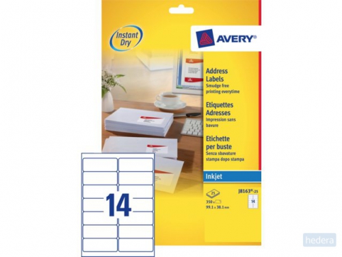 Etiket Avery J8163-25 99.1x38.1mm wit 350stuks