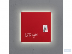 glasmagneetbord Sigel Artverum LED light 480x480x15 rood