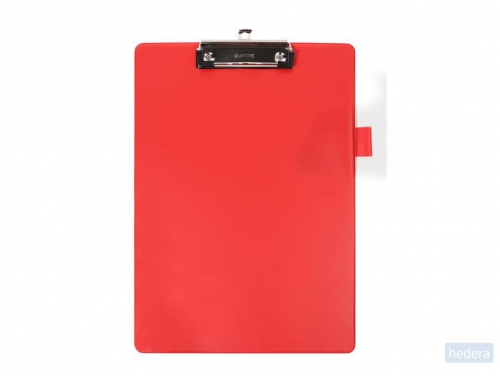 Klembord Quantore A4 staand PVC rood met 100mm klem   penlus