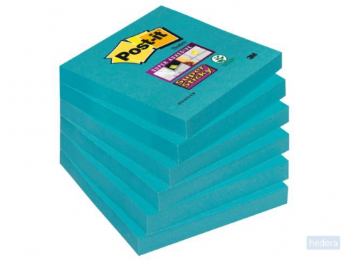 Memoblok 3M Post-it 654-SSEB Super Sticky 76x76mm blauw