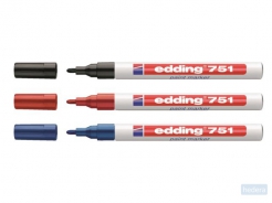 Viltstift edding 751 lakmarker rond 1-2mm zwart