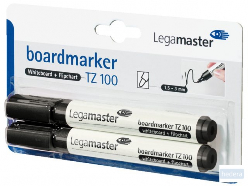 Viltstift Legamaster TZ100 whiteboard rond zwart 1.5-3mm 2st