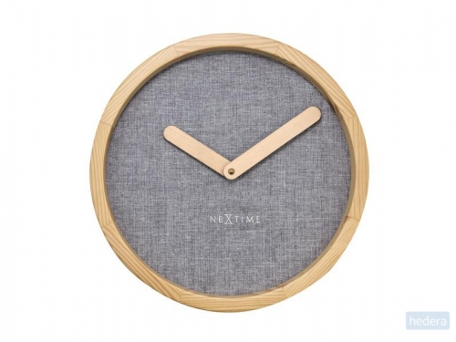 Wandklok NeXtime dia. 30 cm, hout & stof, grijs, Calm